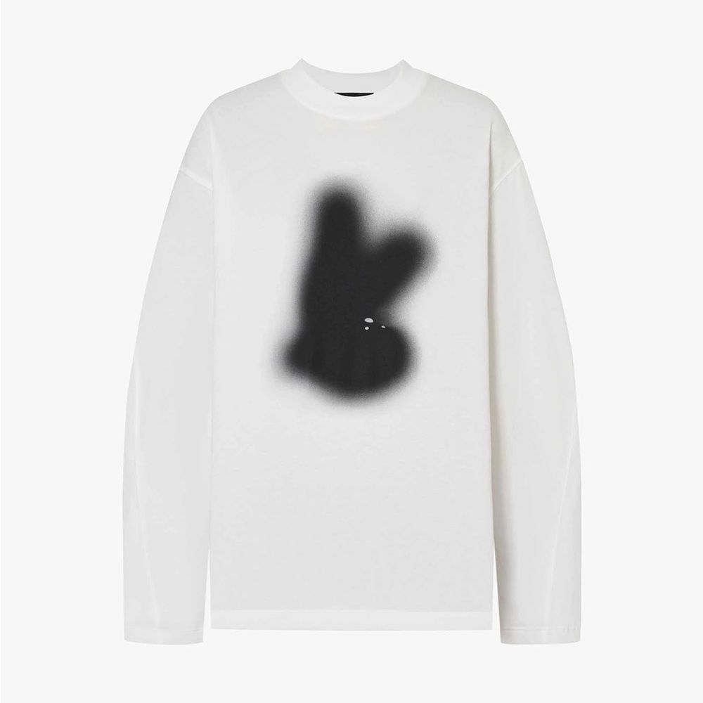 MO&CO. LONG SLEEVE CARTOON T-SHIRT Bunny Streetwear White Black XS - Picture 10 of 12